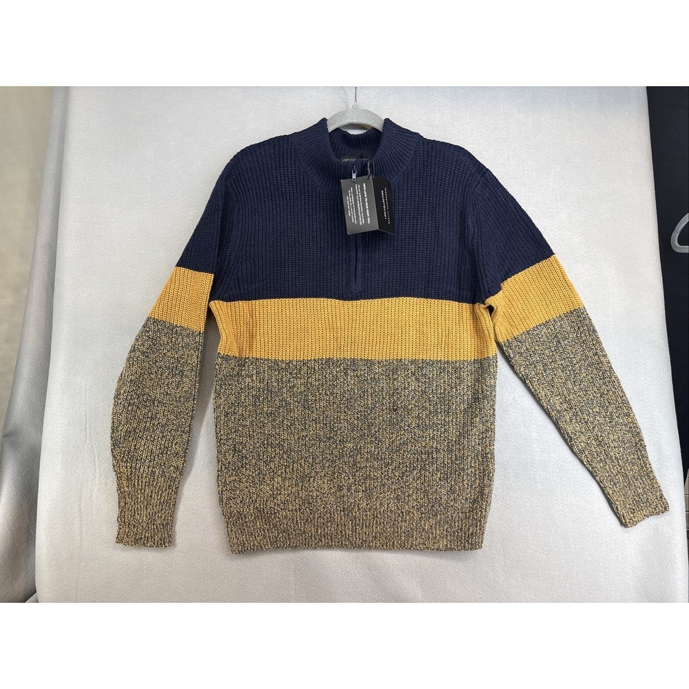 Lido Collection Men's Zipper Crew Neck Knit Sweater‎ Size Small
